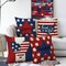 4th of July Patriotic Throw Pillow Covers 18x18 Set of 4 - American Flag Stars and Stripes Outdoor Decor - Red White and Blue USA Cushion Cases for Porch, Patio, & Home Independence Day Decorations